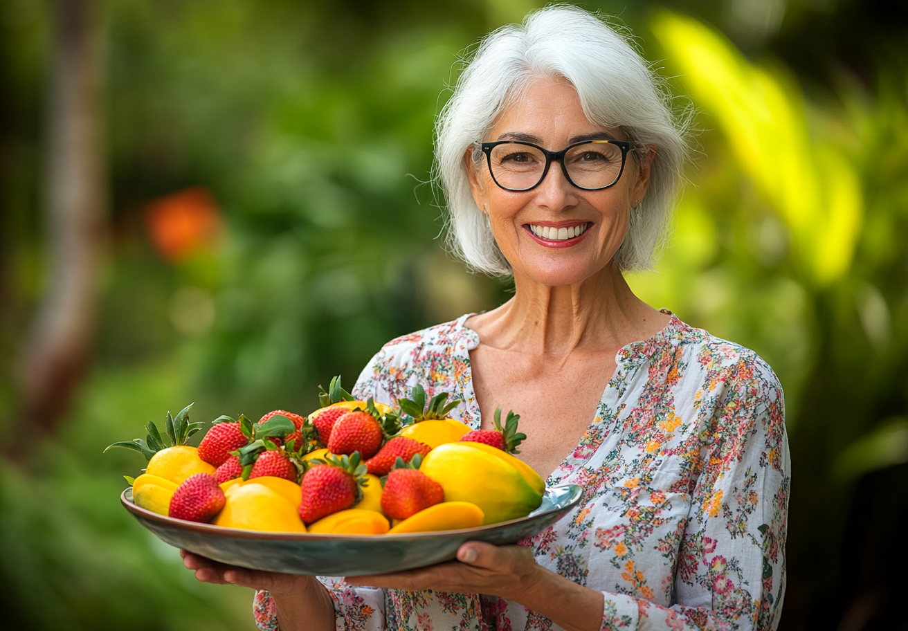 Енергійна літня людина з здоровою їжею